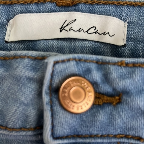 KanCan Jess Ultra High Rise Button Fly Denim Shorts in Light Wash - Size Medium - Picture 4 of 6